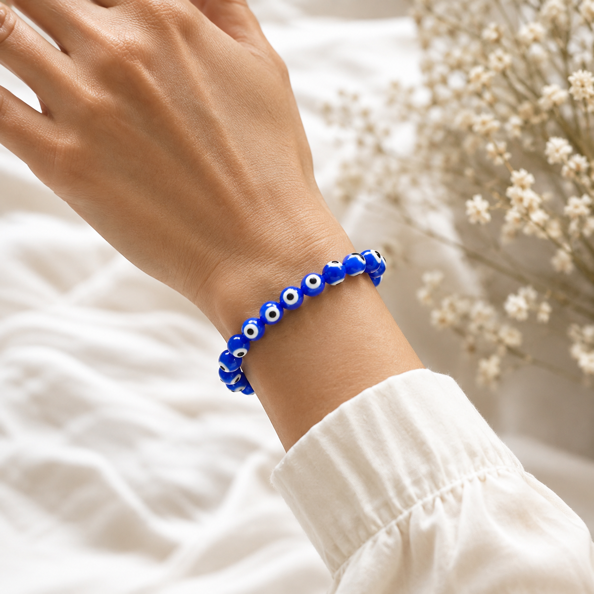 Evil Eye Bracelet, Good Luck Protection Charm, Baby Shower Gift.