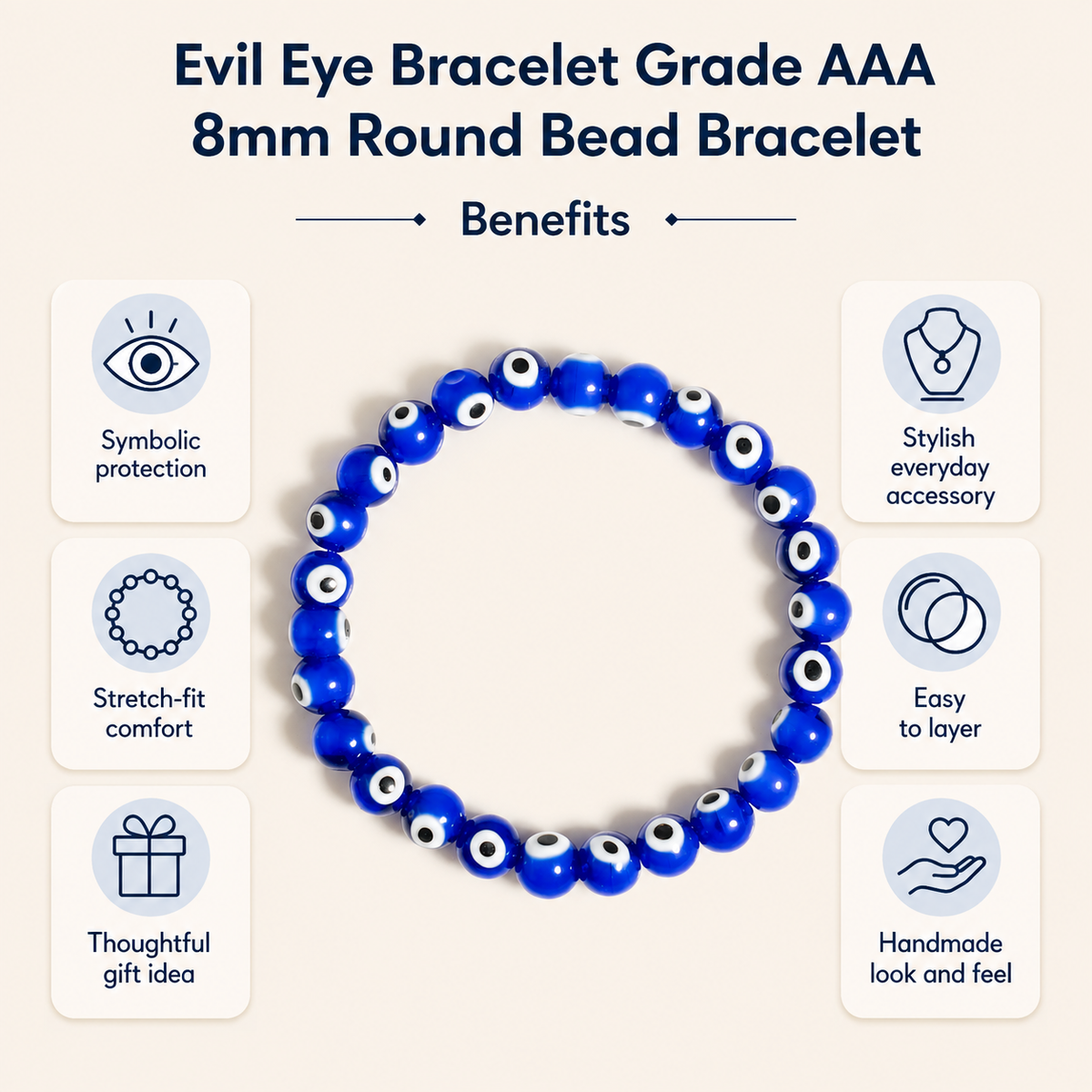 Evil Eye Bracelet, Good Luck Protection Charm, Baby Shower Gift.