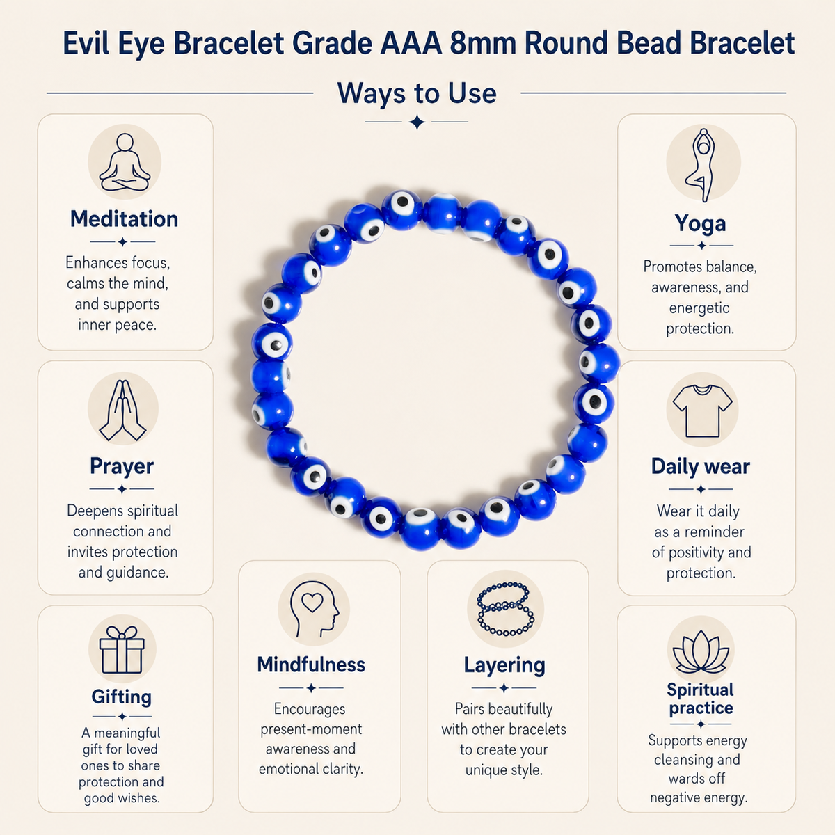 Evil Eye Bracelet, Good Luck Protection Charm, Baby Shower Gift.