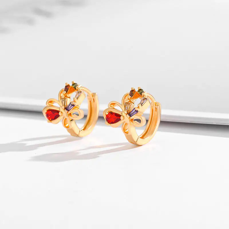Fashion Multi-style Square Crystal Zircon Ornament Gold Plated Diamond Ear Ring