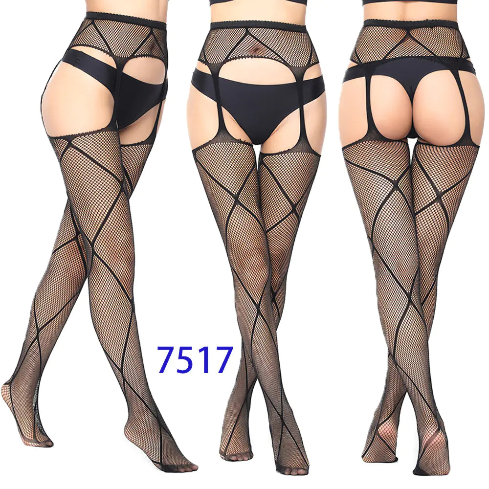 New Women's High Elasticity Open-Crotch Fishnet Stockings - Lingerie