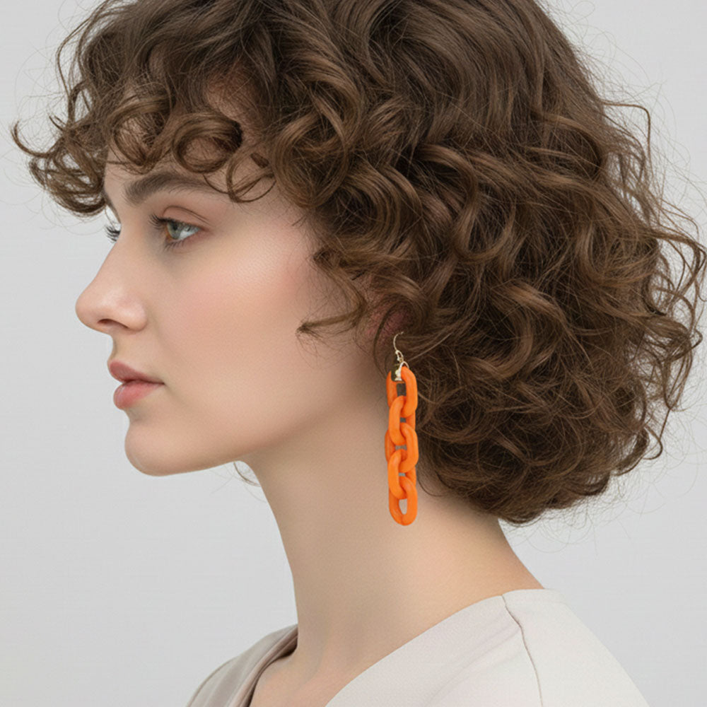 Bold Resin Chain Link Drop Earrings