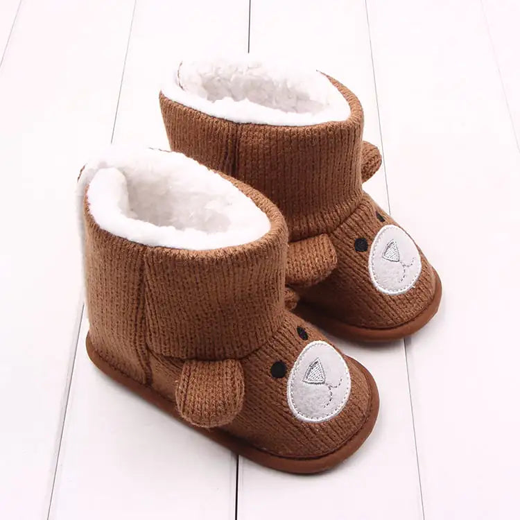 Bear Knitted Plush Baby Cotton Walking Shoes- 888