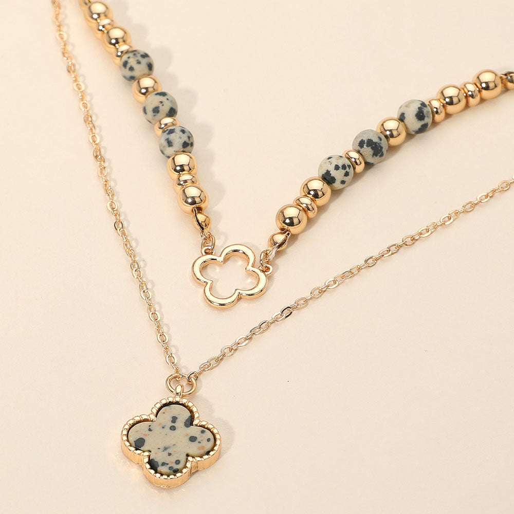 Layered Quatrefoil Pendant Accent Necklace