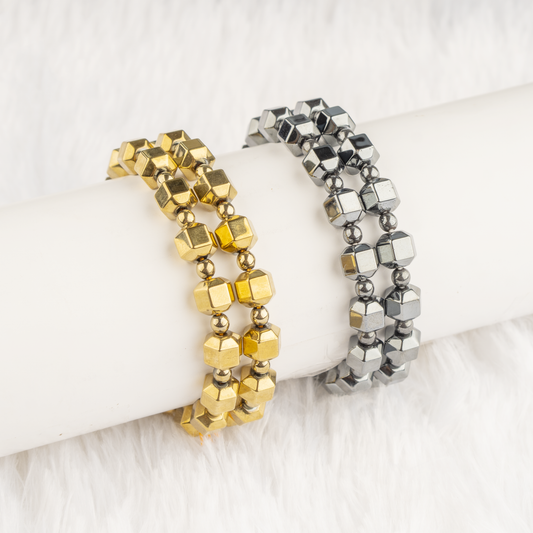 Wholesale Hematite Bracelet | Faceted Cubical Square Bracelet