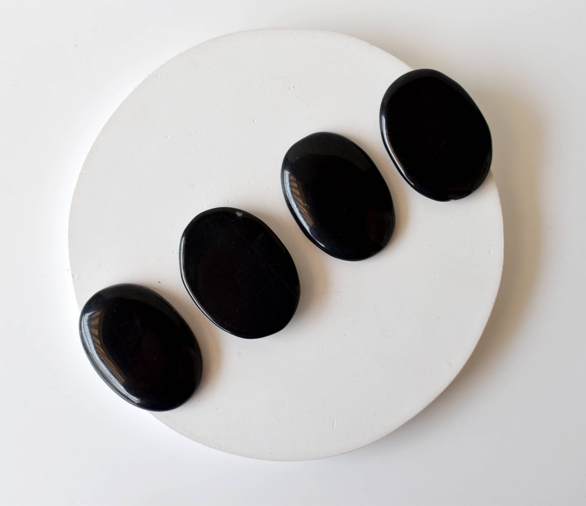 Black Tourmaline Worry  Stones (Meditation and Self-Acceptance)