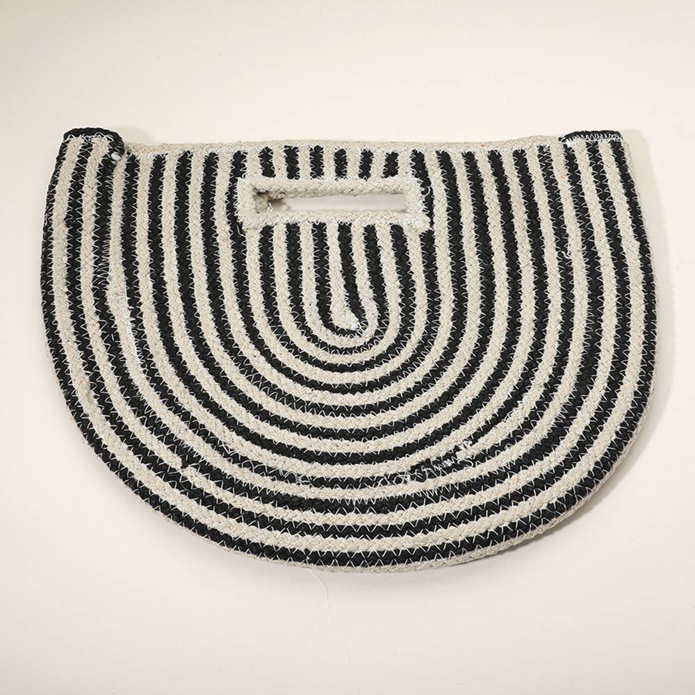 Round Stripped Knitted Woven Tote Bag