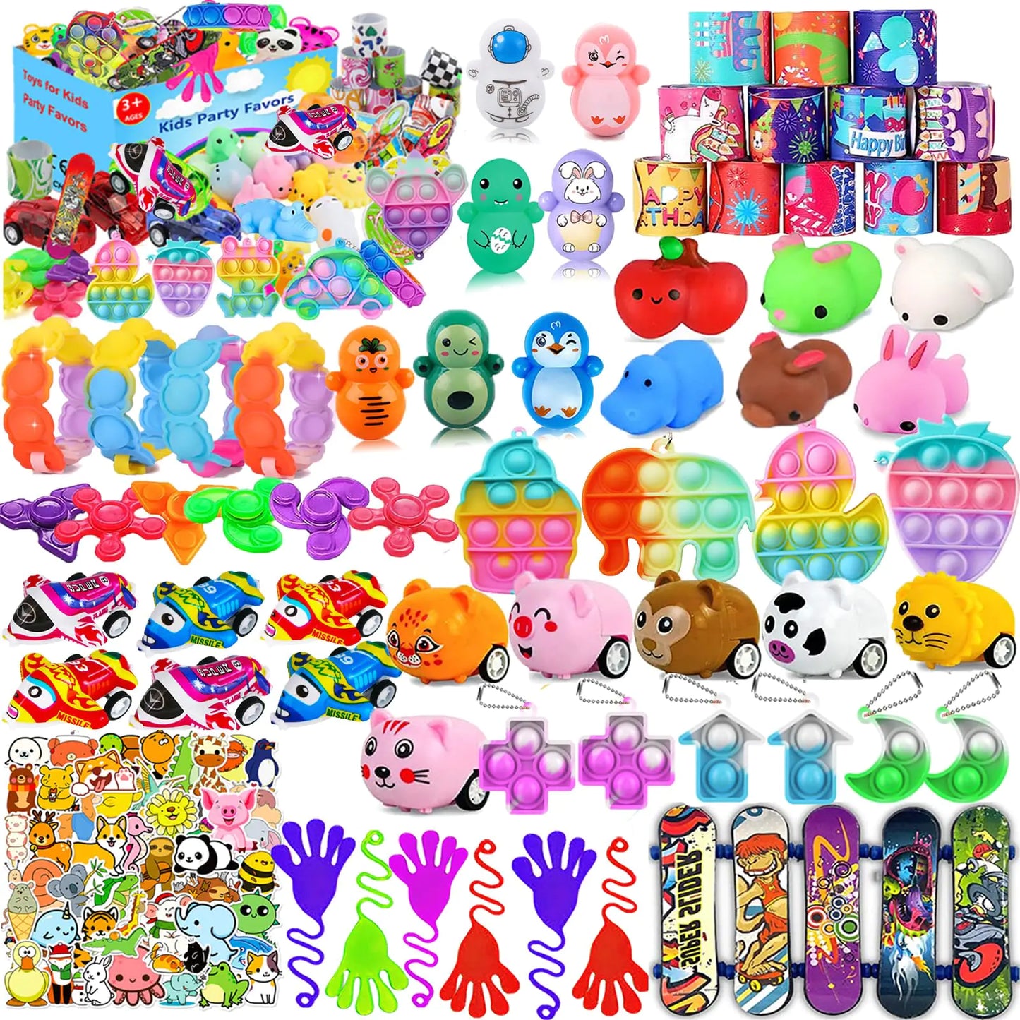 Aowrebu 117 PCS Party Favors Toys for Kids 4-8 8-12 Pop Fidget Toys Treasure Box Toys for Classroom Pinata Filler Goodie Bag Stuffers Prize Box Toys Treasure Chest Classroom Prizes - US seller
