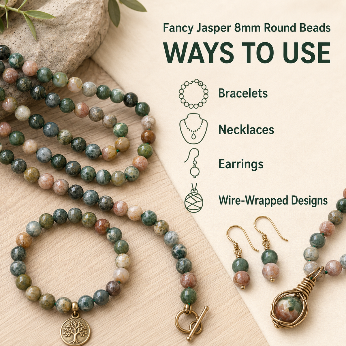 Fancy Jasper Beads, Natural Round Crystal Beads 4mm to 12mm
