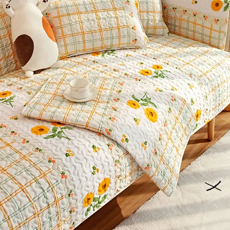Chick Floral Non-slip Cotton Sofa Cushion (Four Seasons)