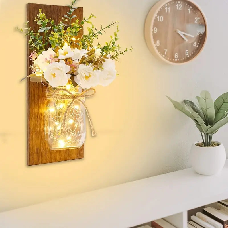 2pcs Set Rustic Easter Wall Decor with LED Fairy Lights