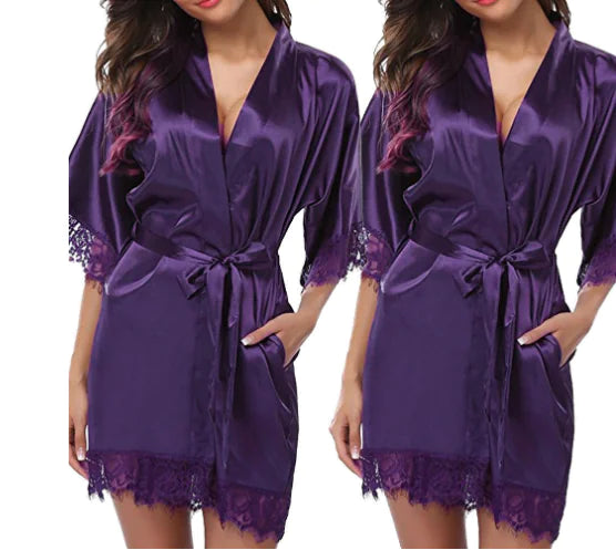Plus Size Silk Feel Nightgown and Lingerie Set