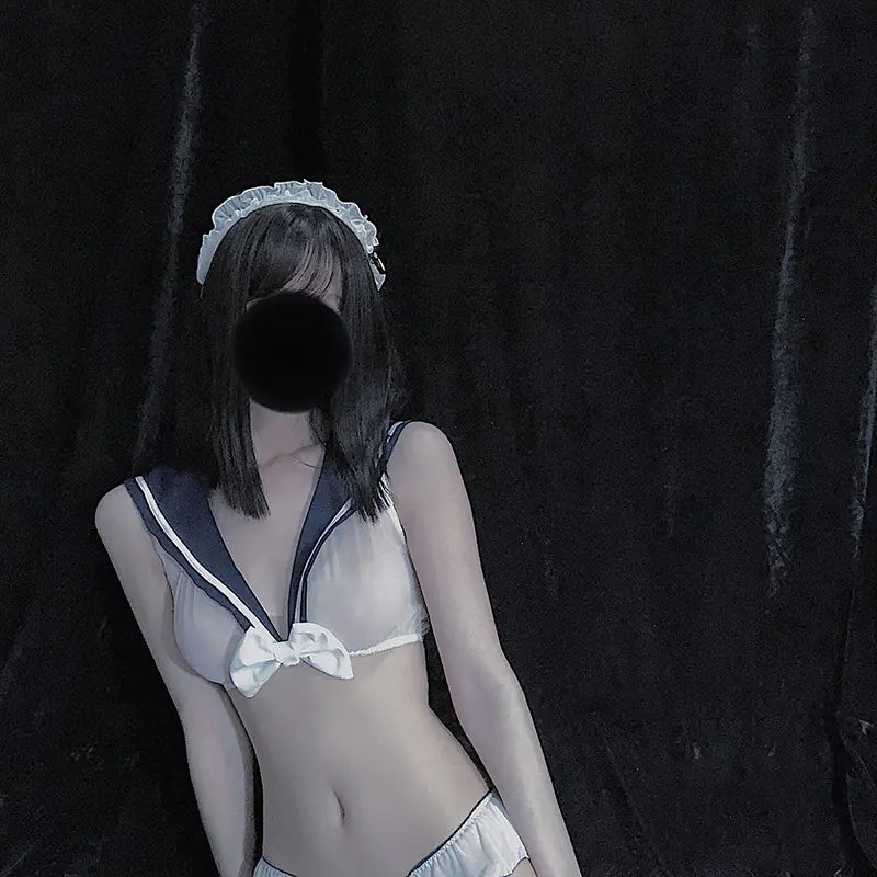 Sheer Lace Sailor Uniform Lingerie Set 6911