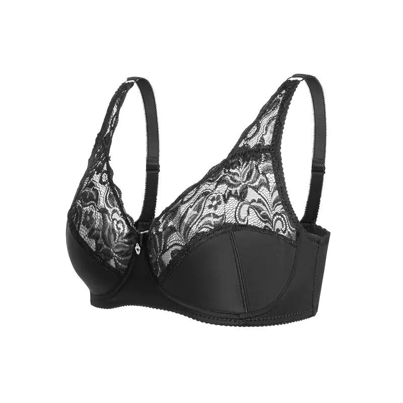 Large Ultra-Thin Lace Bra with Steel Ring and Adjustable Fit - Lingerie
