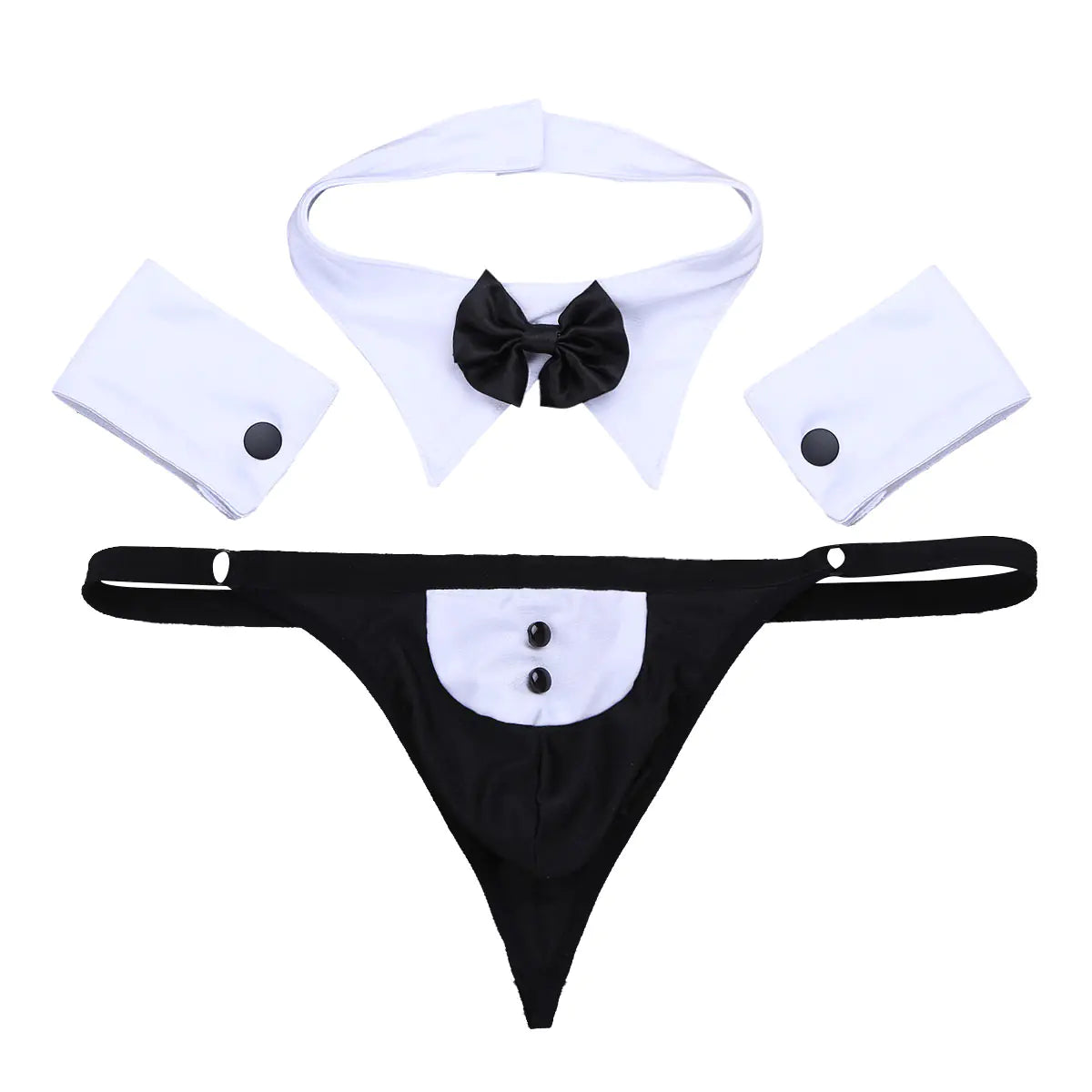 Men's Sexy Tuxedo Lingerie Set with Bow Tie & Cuffs