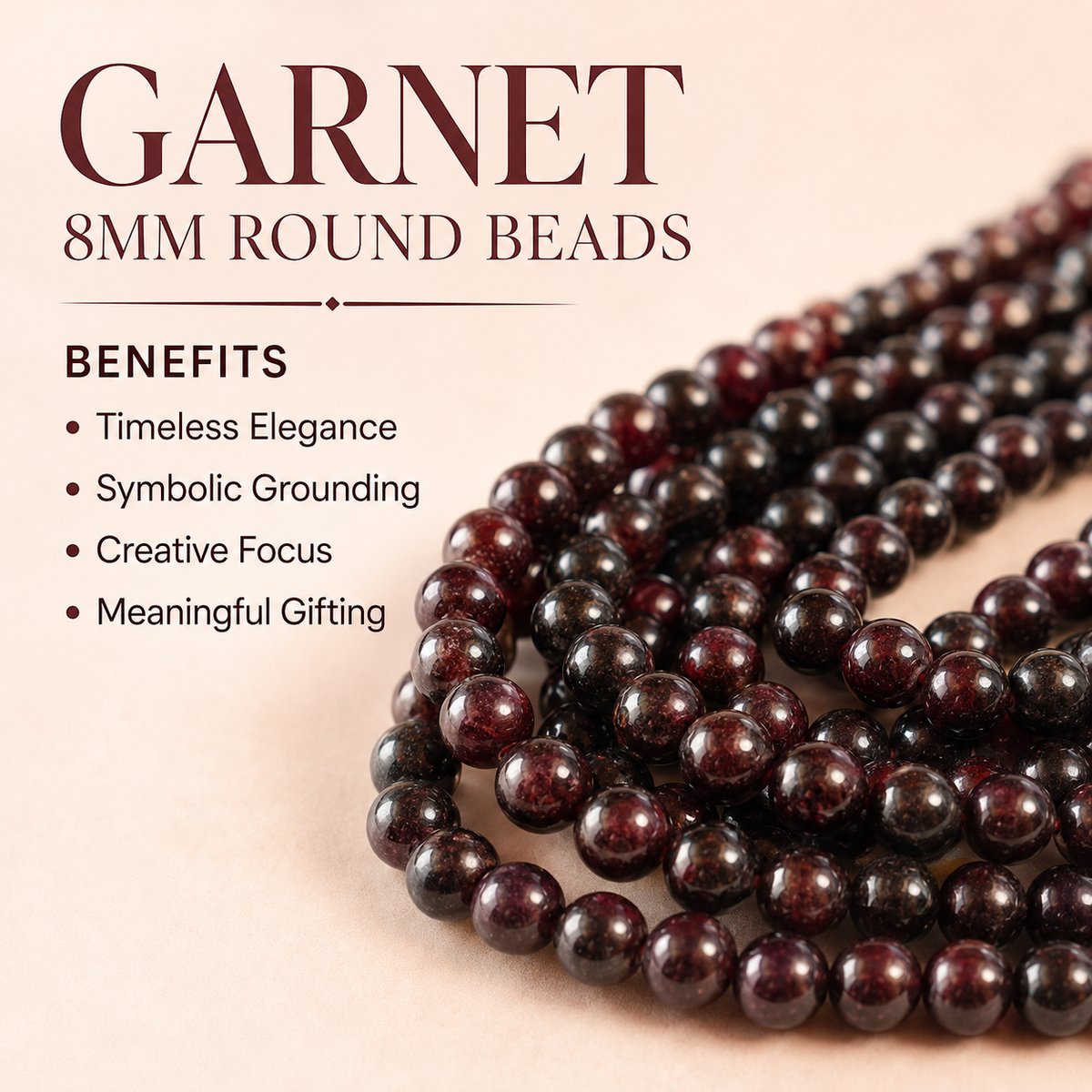 Garnet Beads, Natural Round Crystal Beads 4mm to 12mm