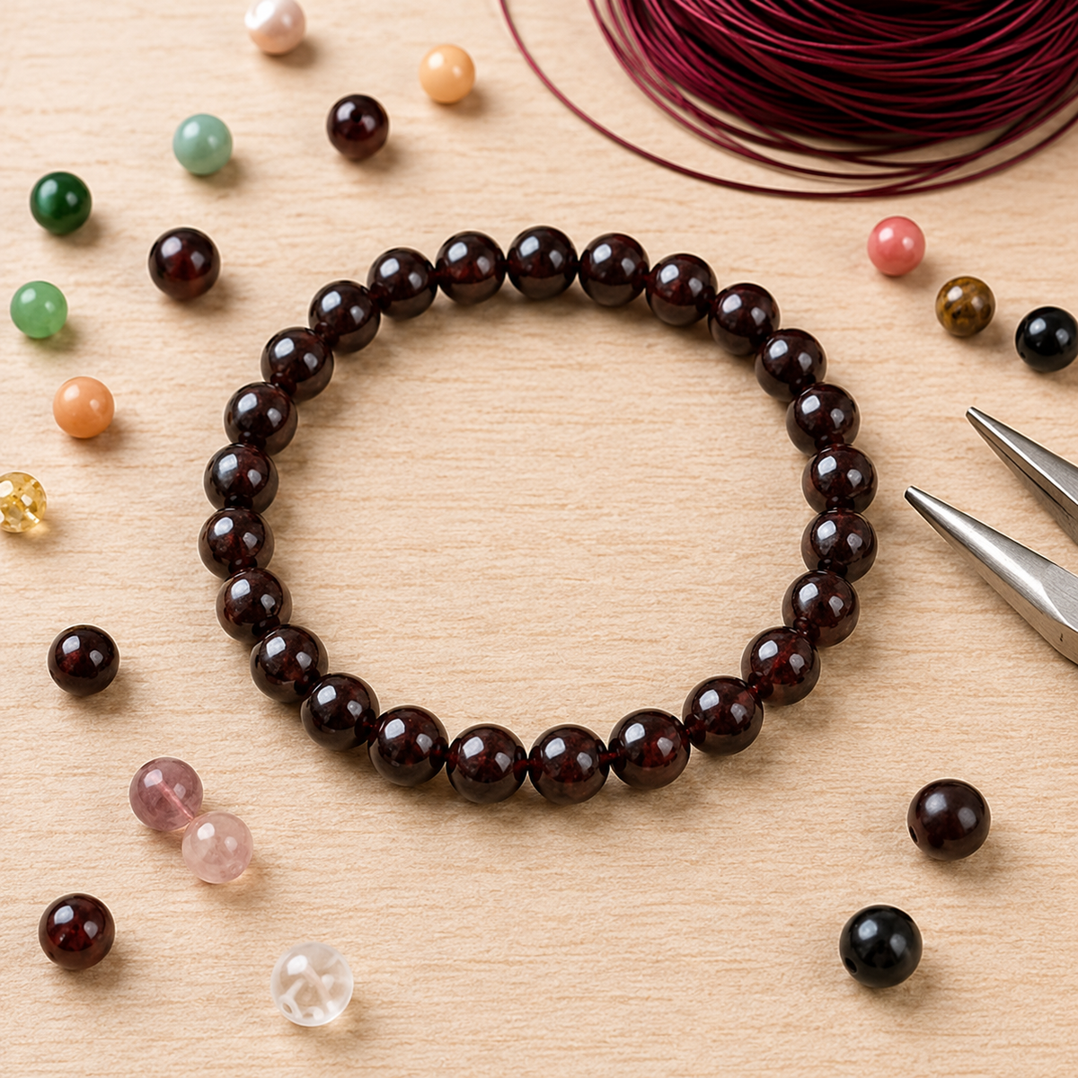 Garnet Bracelet | Garnet Birthstone Bracelet (Power and Prosperity)