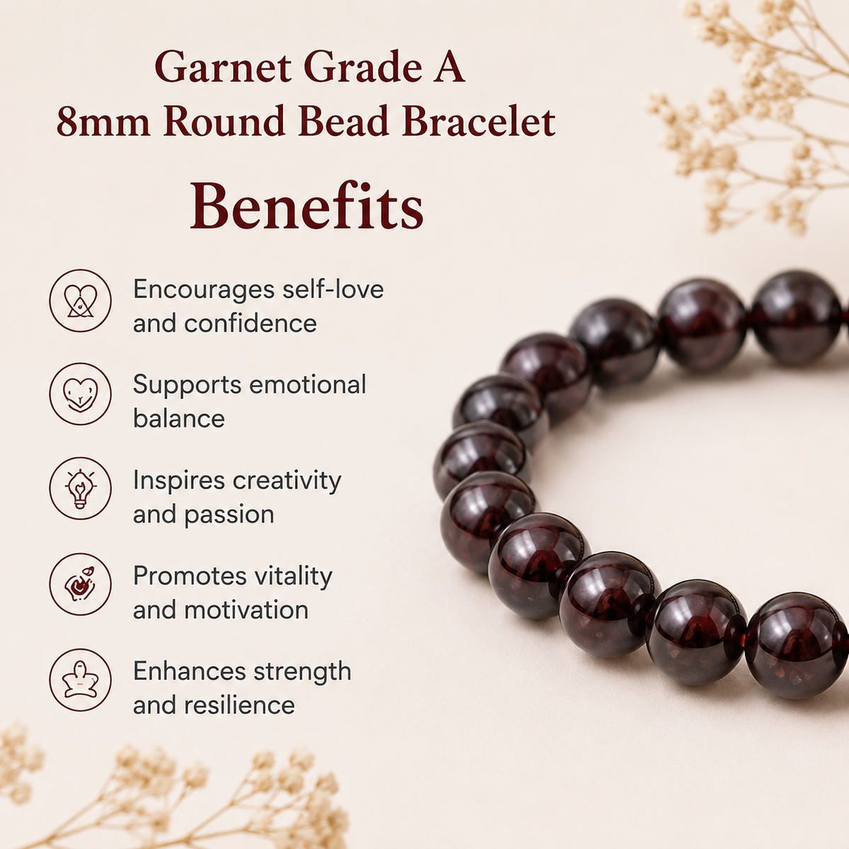 Garnet Bracelet | Garnet Birthstone Bracelet (Power and Prosperity)
