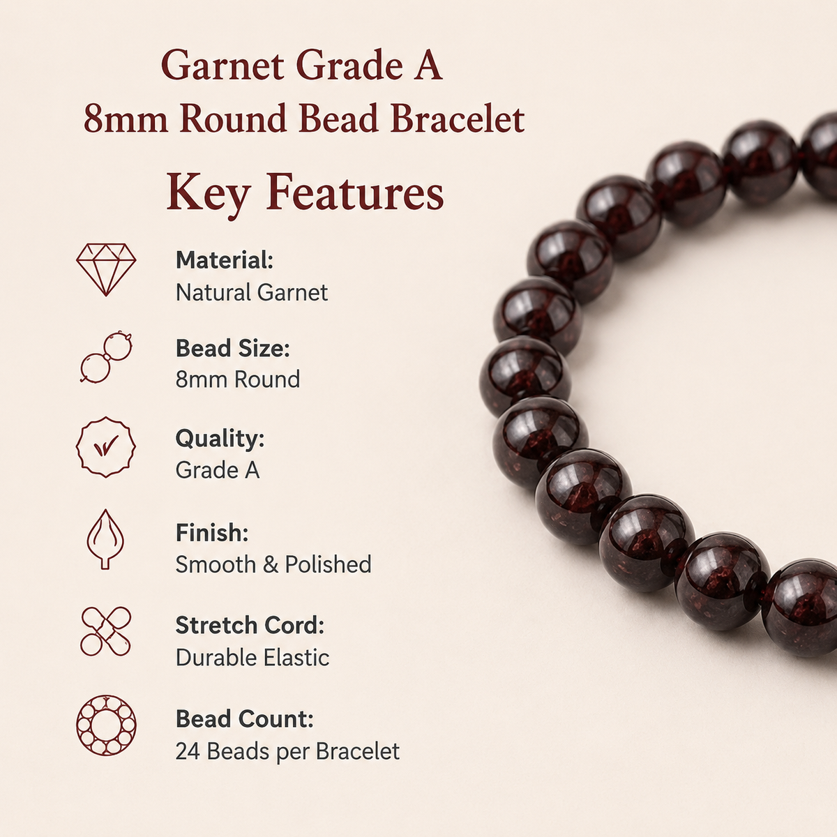 Garnet Bracelet | Garnet Birthstone Bracelet (Power and Prosperity)