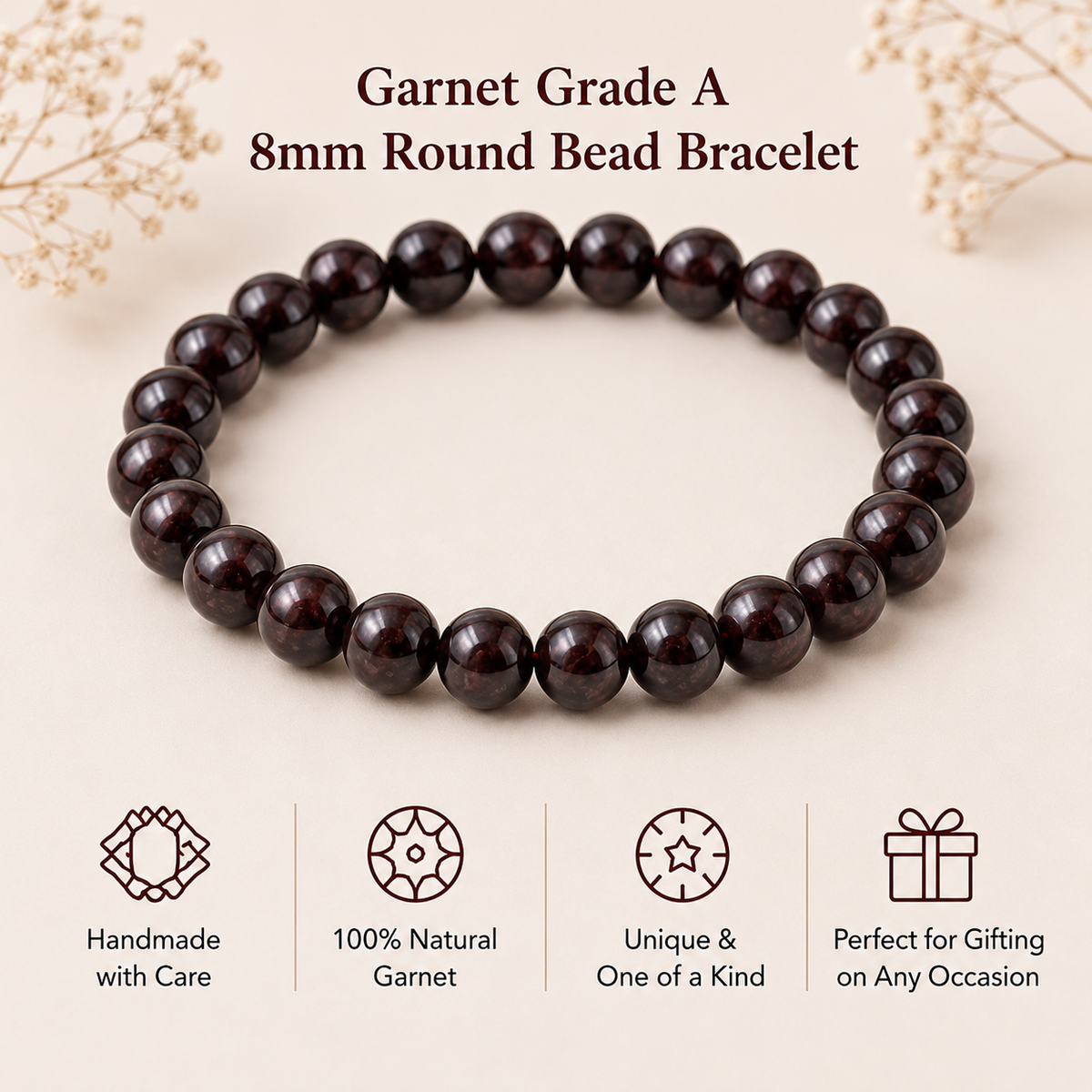 Garnet Bracelet | Garnet Birthstone Bracelet (Power and Prosperity)