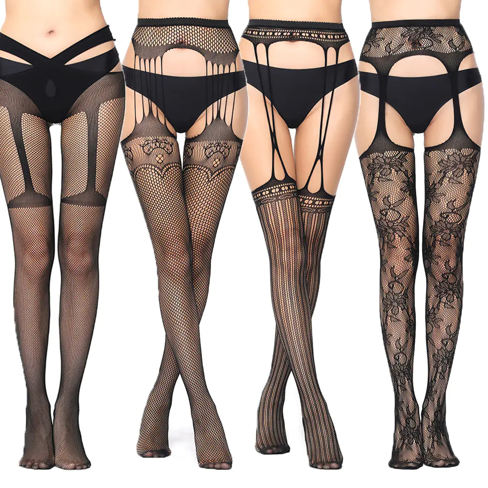 New Women's High Elasticity Open-Crotch Fishnet Stockings - Lingerie