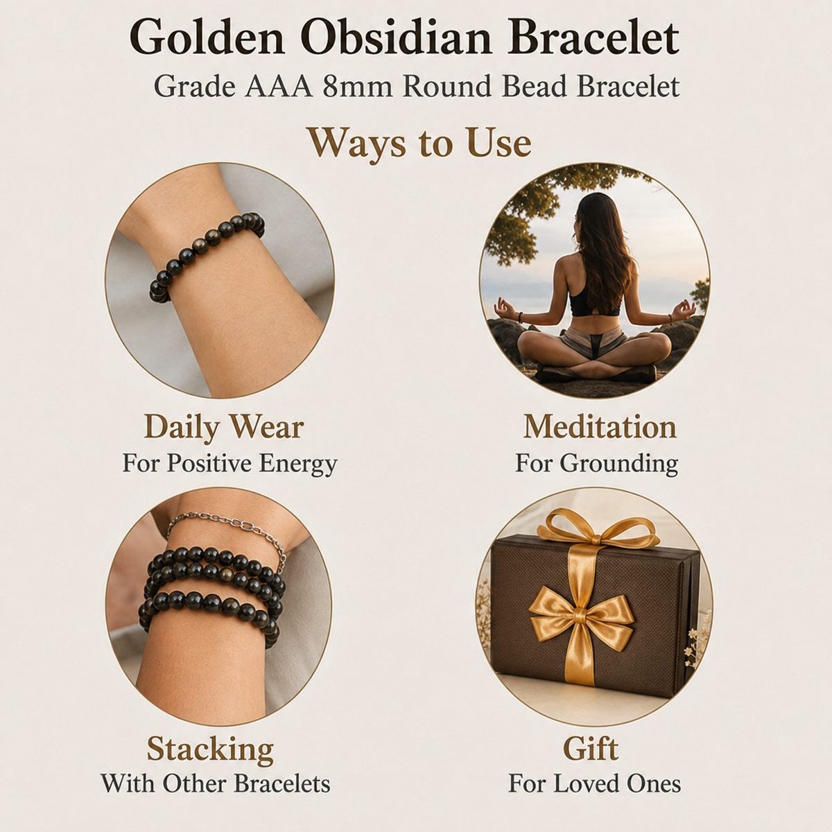 Golden Obsidian Bracelet (Trauma and Releases Imbalances, Negative Energies)