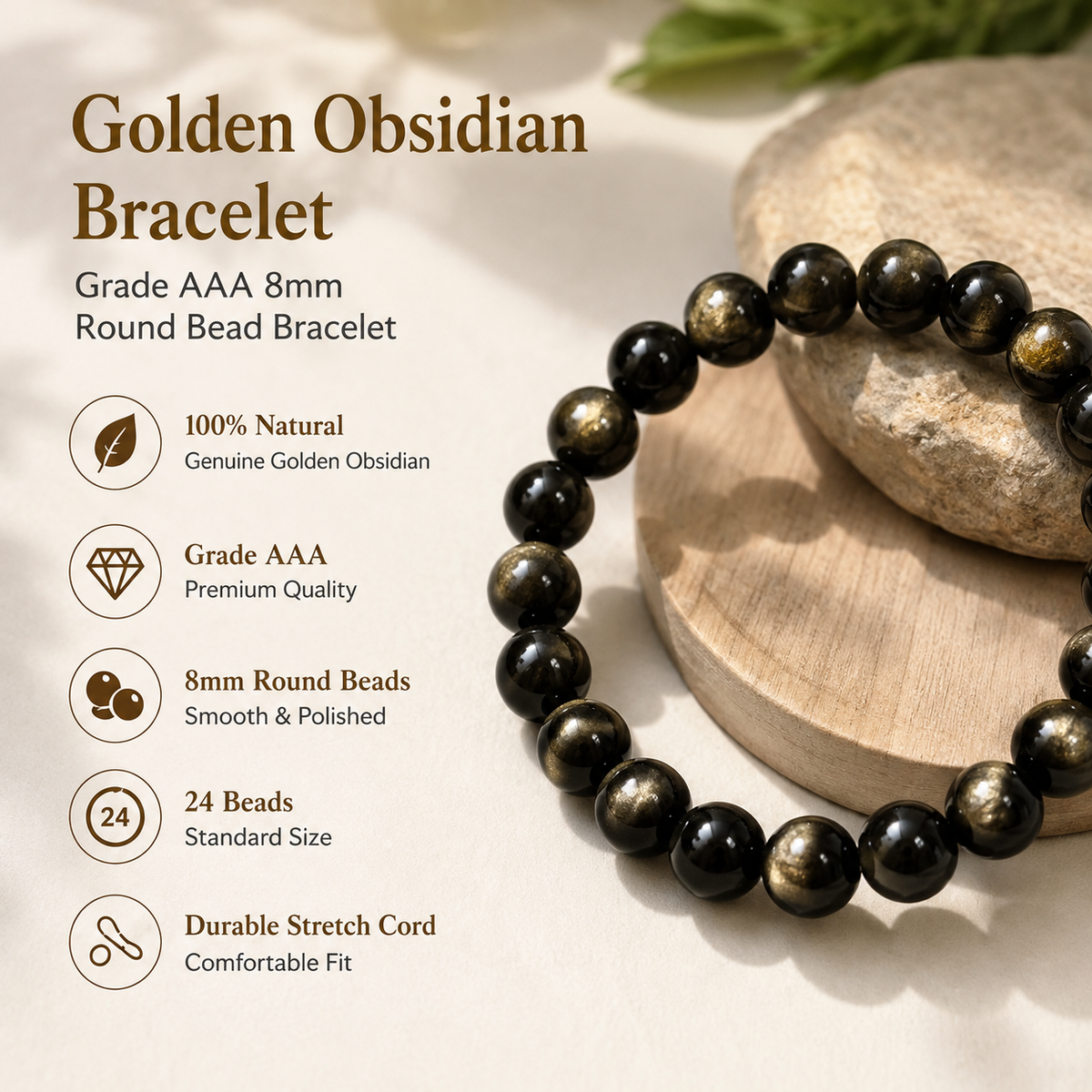 Golden Obsidian Bracelet (Trauma and Releases Imbalances, Negative Energies)