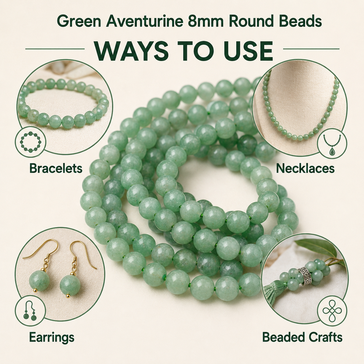 Green Aventurine Beads, Natural Round Crystal Beads 4mm to 12mm