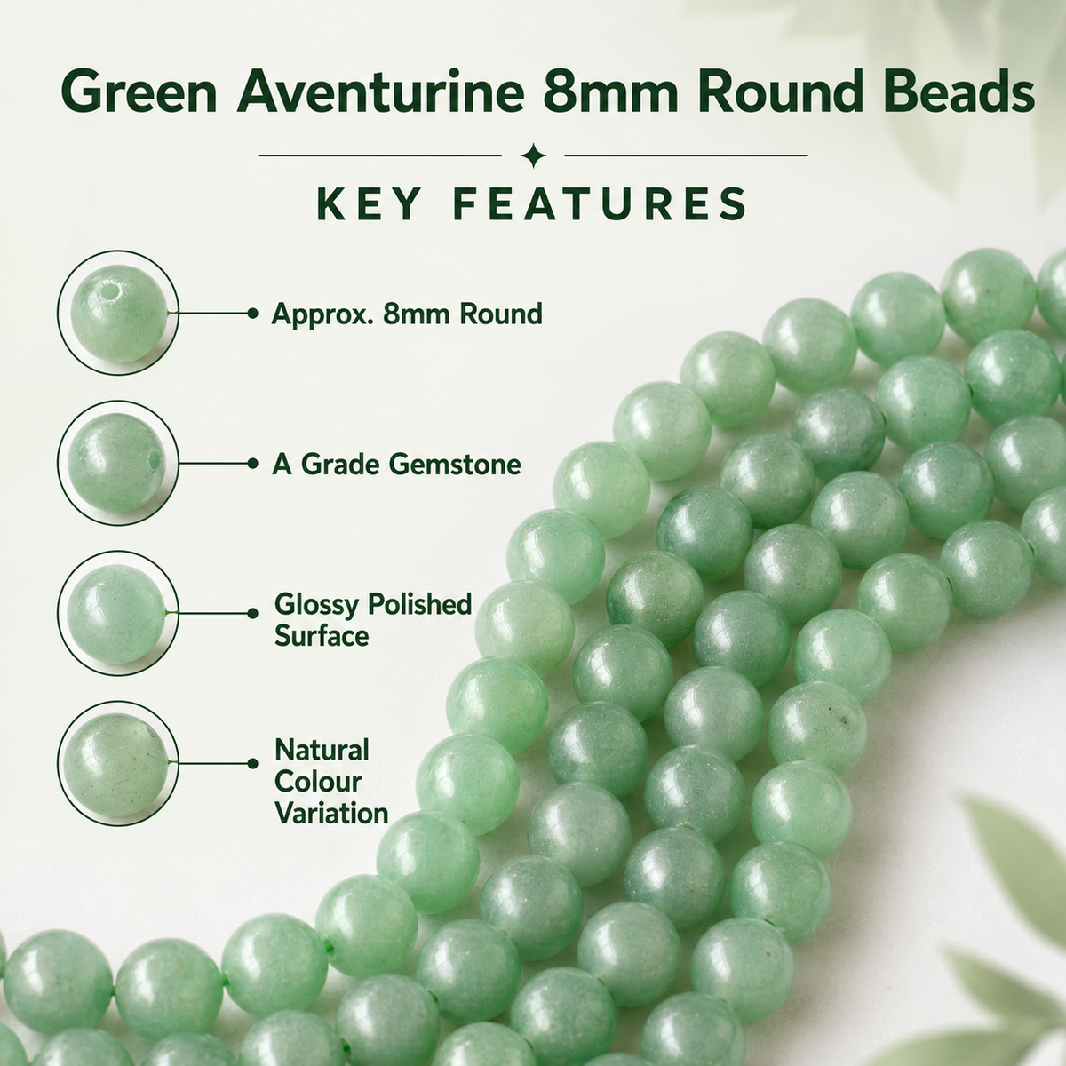 Green Aventurine Beads, Natural Round Crystal Beads 4mm to 12mm