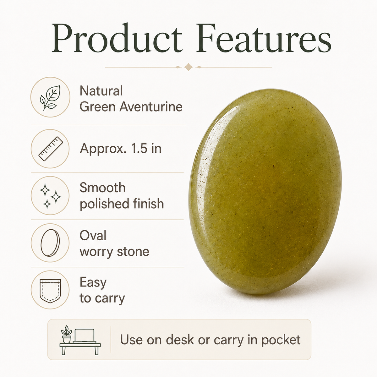 Green Aventurine Pocket Stones (Emotional Understanding and Cleansing)