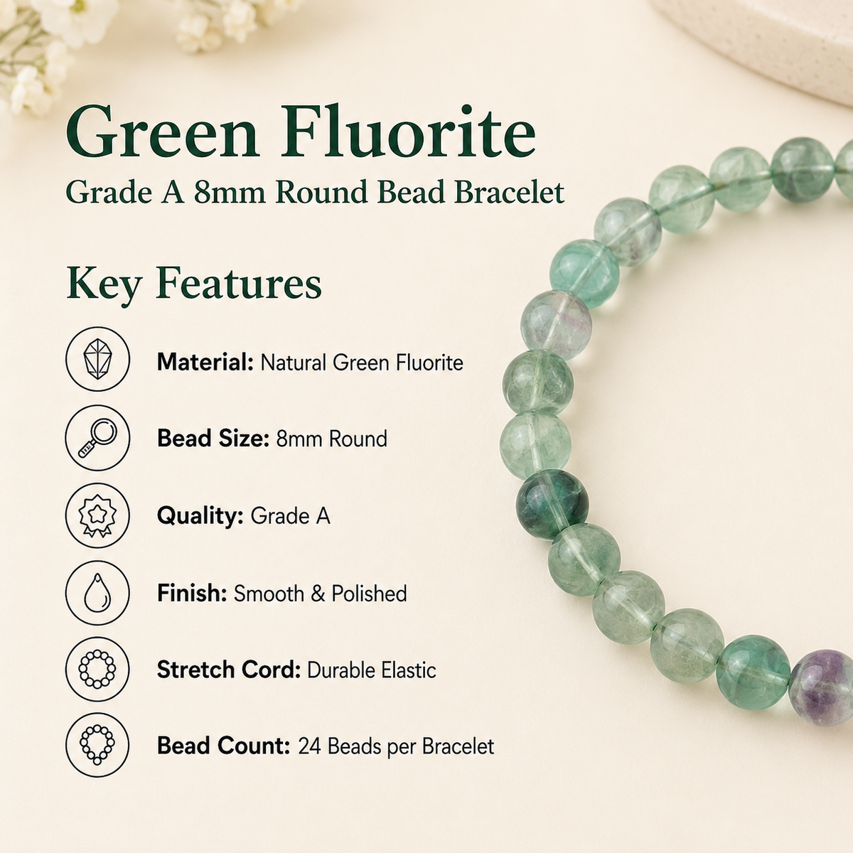 Green Fluorite Bracelet (Intuition and Psychic Awareness)
