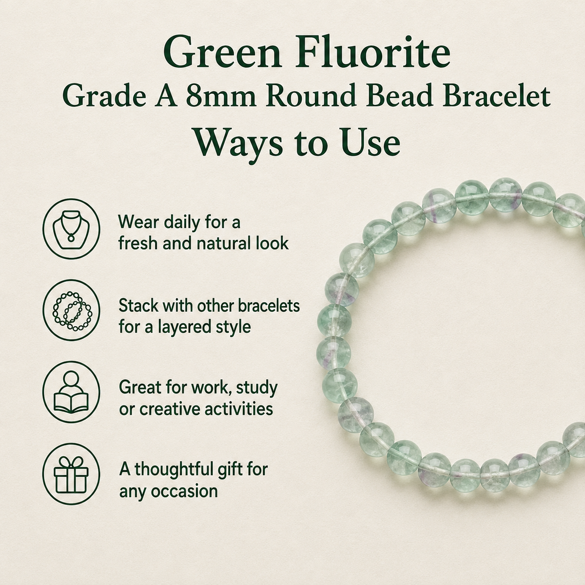 Green Fluorite Bracelet (Intuition and Psychic Awareness)