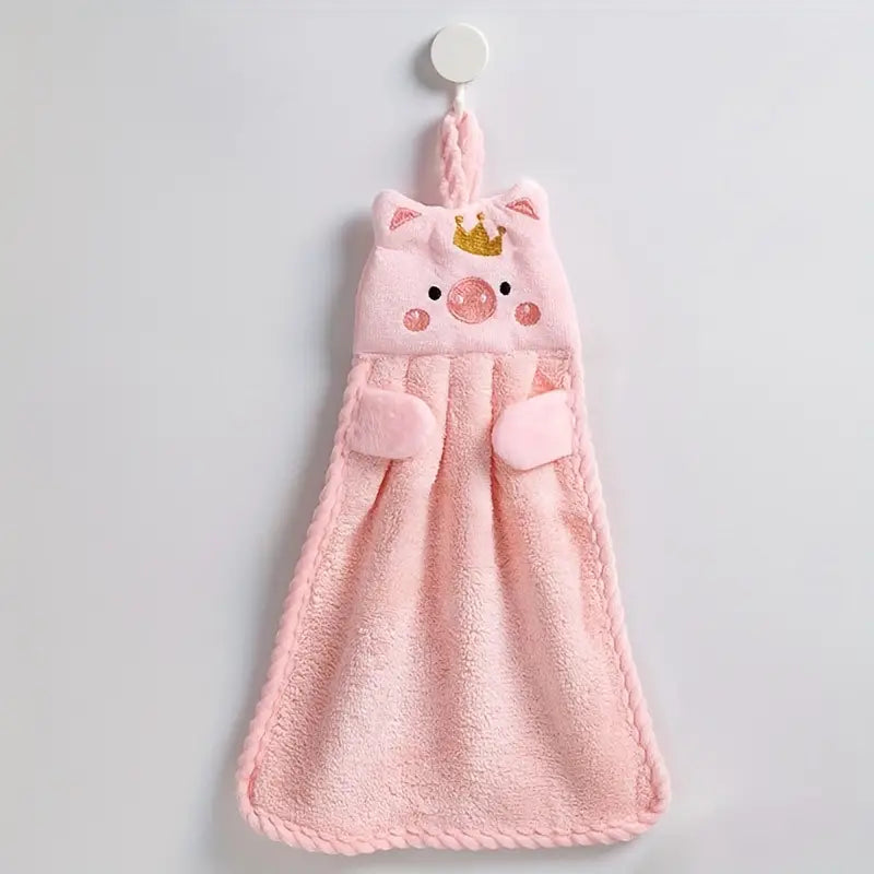 Cartoon Piggy Fingertip Towel - Soft Microfiber Hand Towel