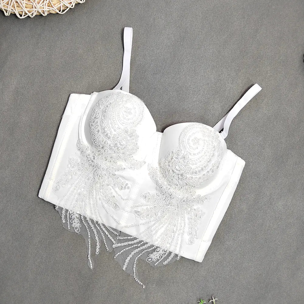 French Style Bra with Removable Straps and Embroidery - Lingerie