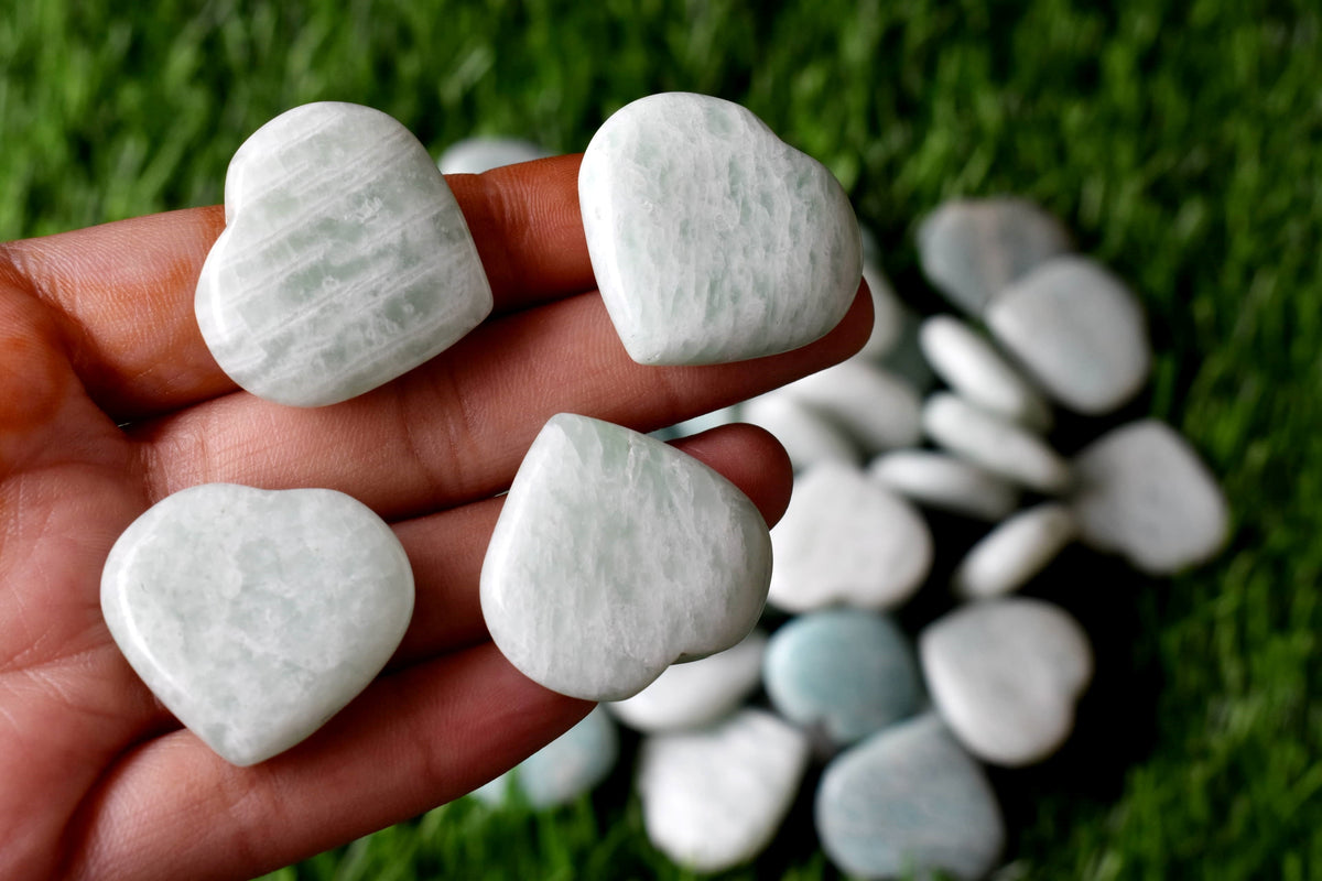 Amazonite Heart Crystal, Puffy Mini 1 Inch Pocket Crystal Heart