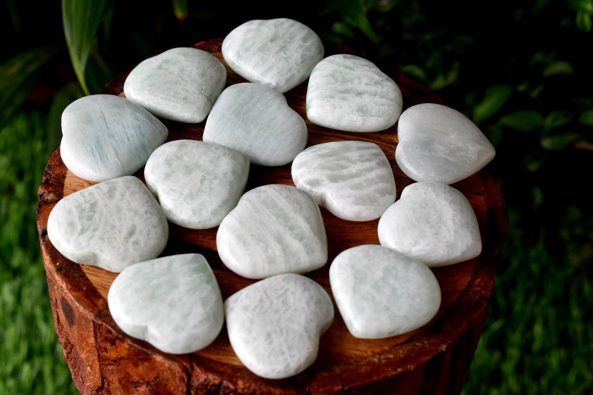 Amazonite Heart Crystal, Puffy Mini 1 Inch Pocket Crystal Heart