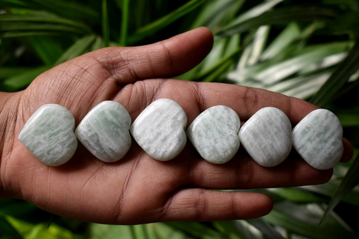 Amazonite Heart Crystal, Puffy Mini 1 Inch Pocket Crystal Heart
