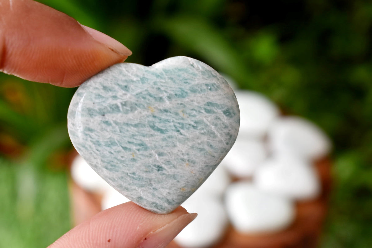 Amazonite Heart Crystal, Puffy Mini 1 Inch Pocket Crystal Heart