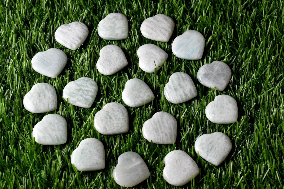 Amazonite Heart Crystal, Puffy Mini 1 Inch Pocket Crystal Heart