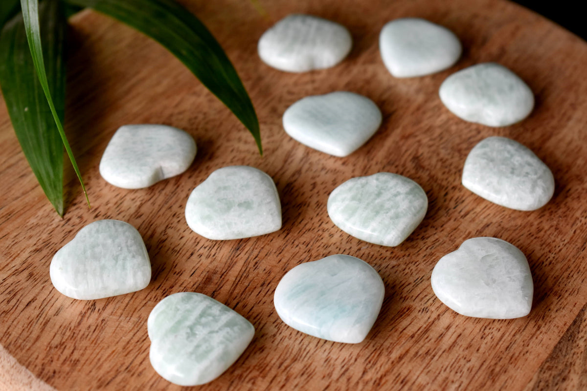 Amazonite Heart Crystal, Puffy Mini 1 Inch Pocket Crystal Heart