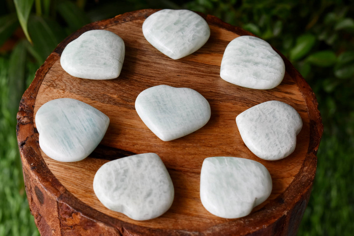 Amazonite Heart Crystal, Puffy Mini 1 Inch Pocket Crystal Heart