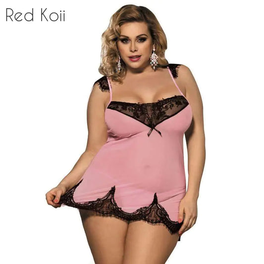 Lingerie Set - Women's Sheer Lace and Mesh Sleepwear