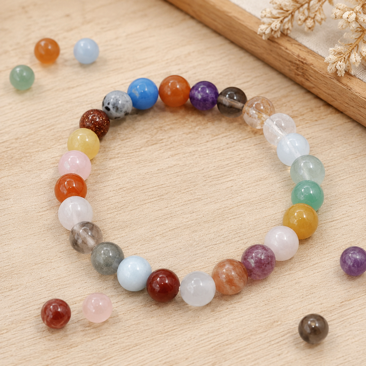 Happy Beads Crystal Bracelet, Assorted Crystal Bead Bracelet
