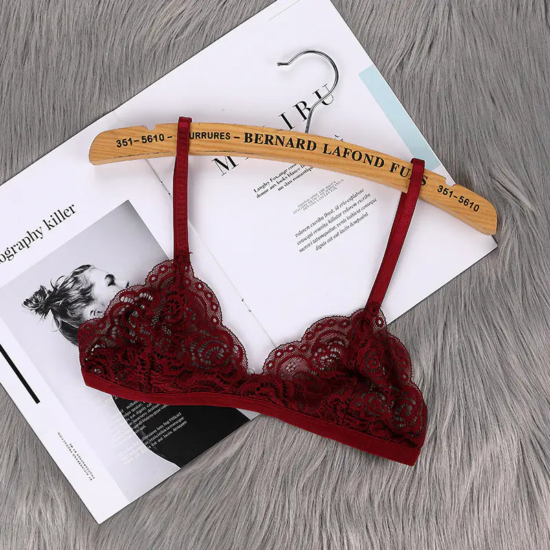 Romantic Thin Lace Triangle Cup Push-up Invisible Bra - Lingerie