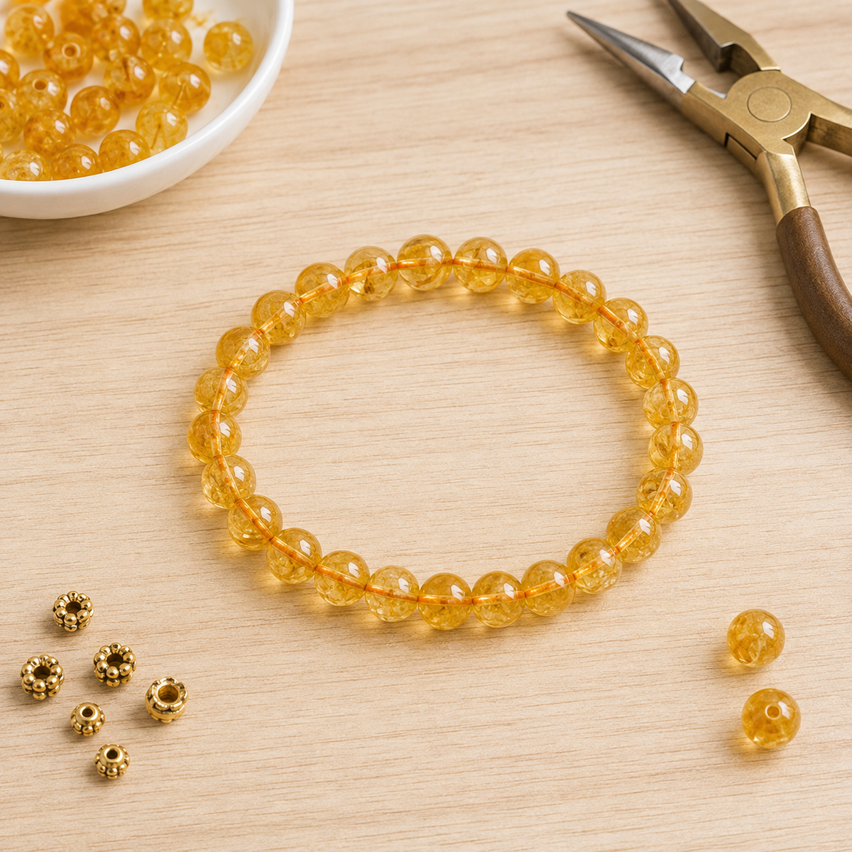Heated Citrine Bracelet (Protection and Anxiety Relief)