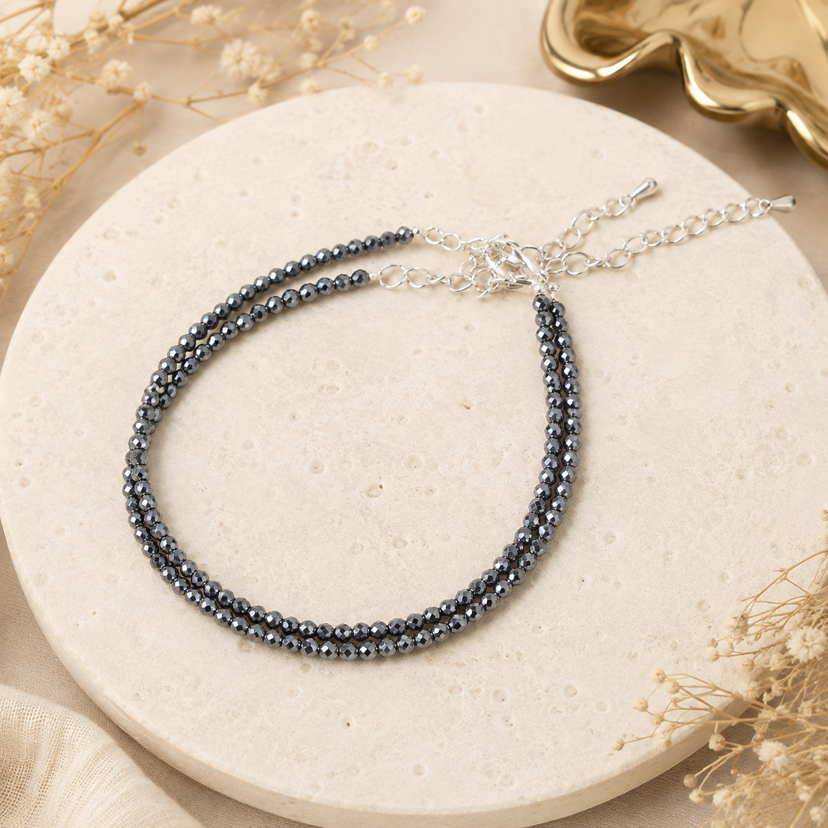 Hematite Crystal anklet for Healing, Protection & Grounding – Natural