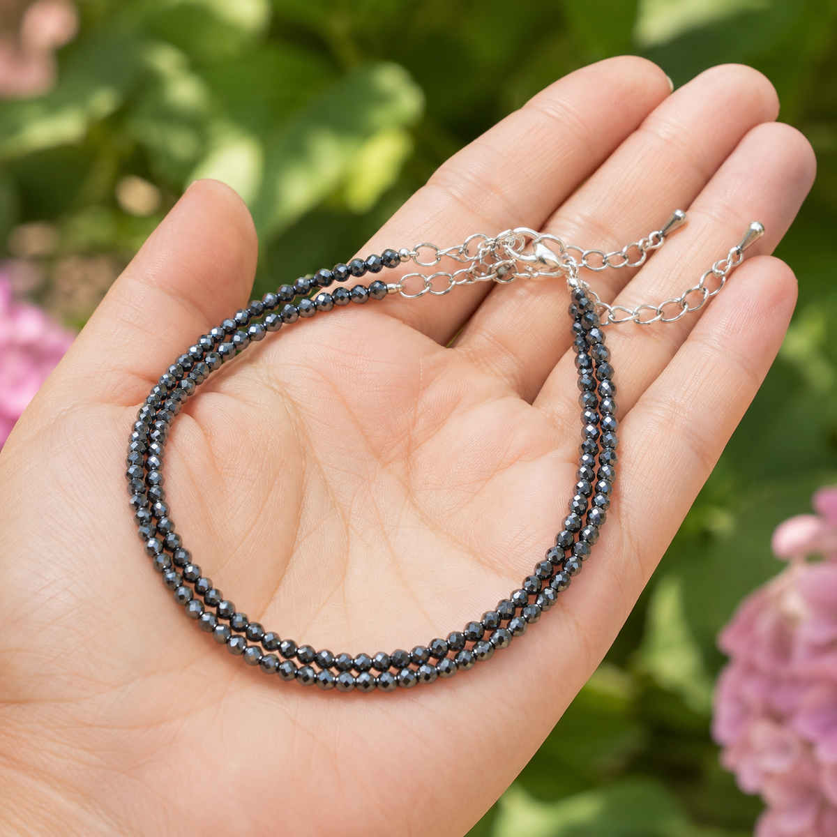 Hematite Crystal anklet for Healing, Protection & Grounding – Natural