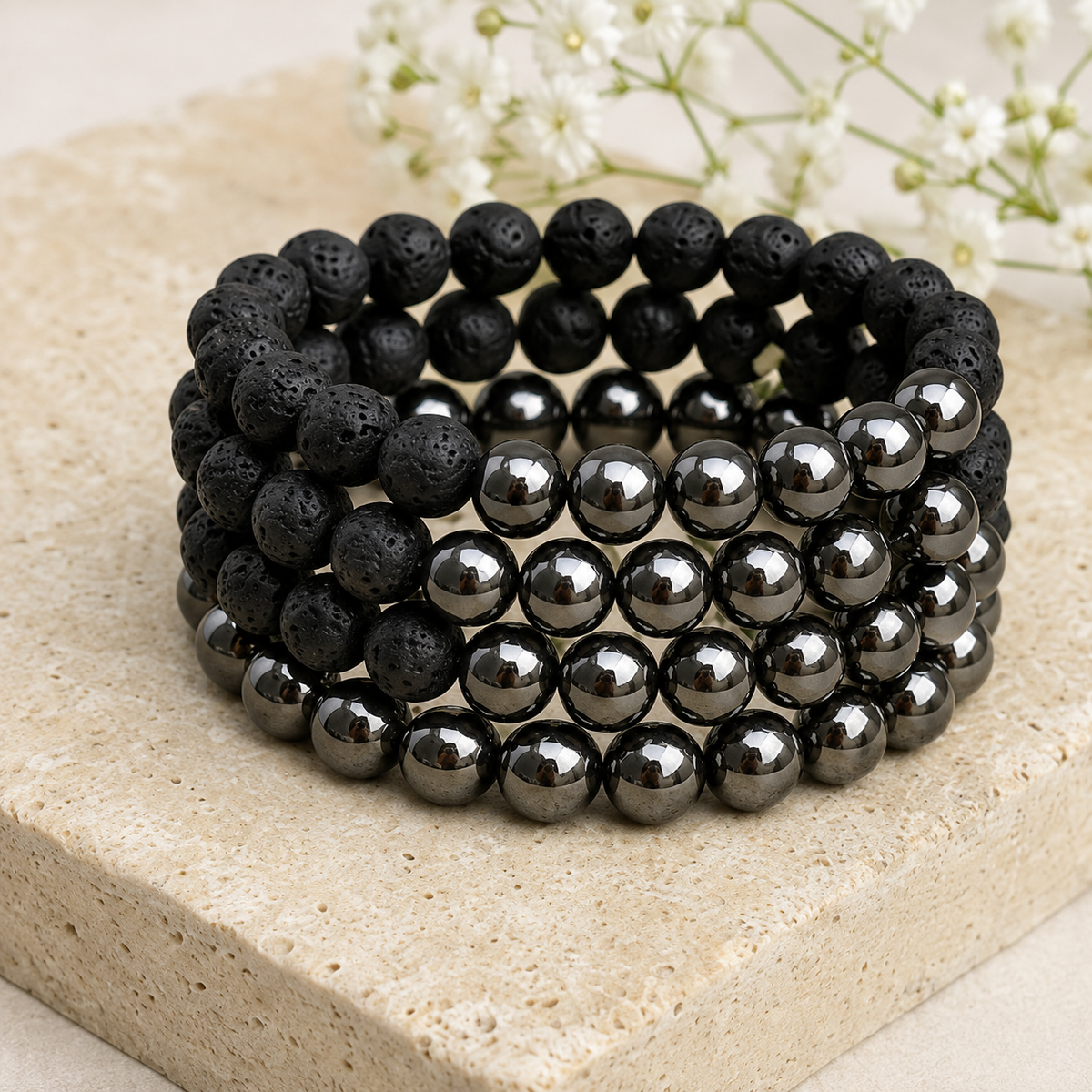 Hematite Diffuser Bracelet, Lava Diffuser Jewelry, Aromatherapy, Essential Oil Bracelet, Spiritual Gift, Yoga Gift for Her