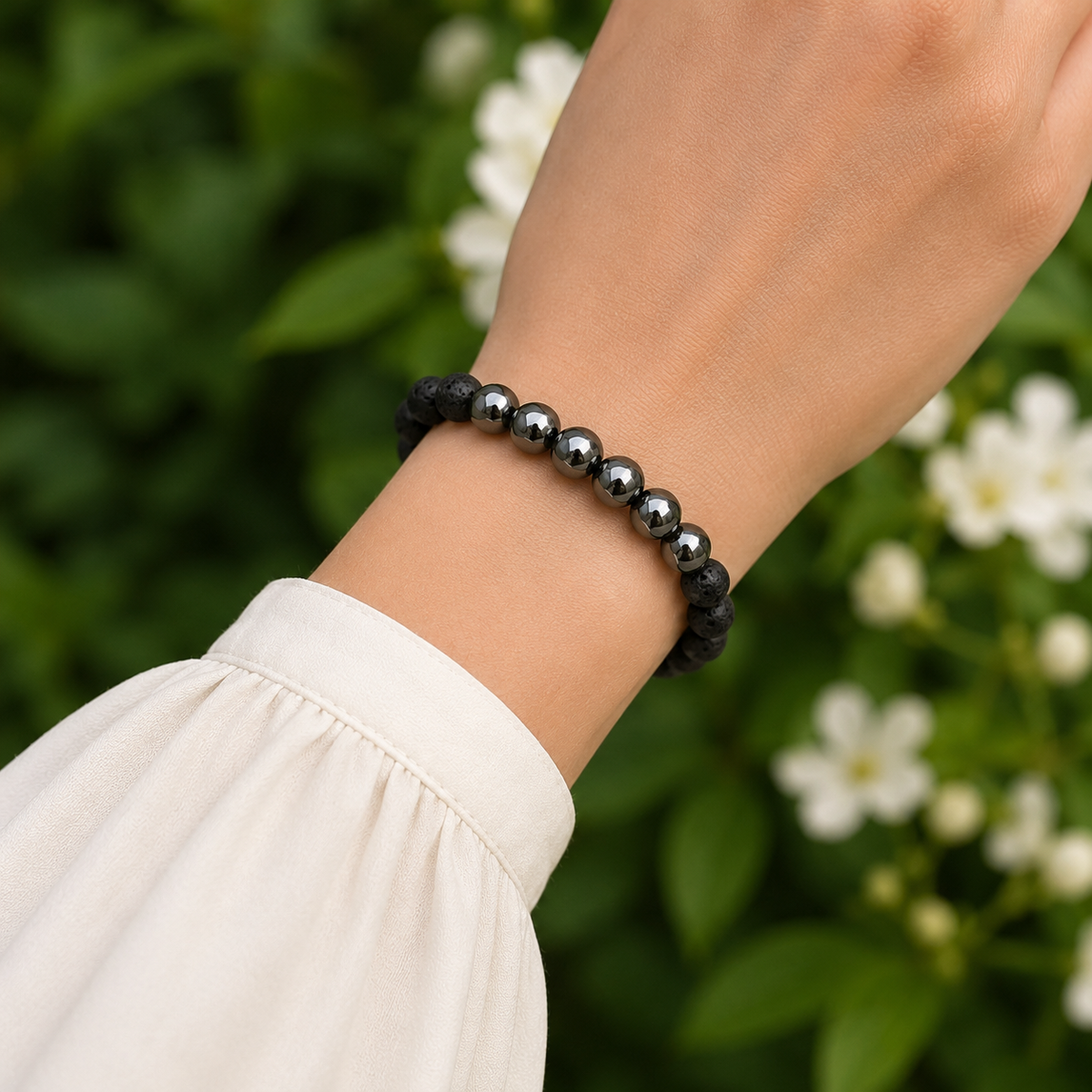 Hematite Diffuser Bracelet, Lava Diffuser Jewelry, Aromatherapy, Essential Oil Bracelet, Spiritual Gift, Yoga Gift for Her