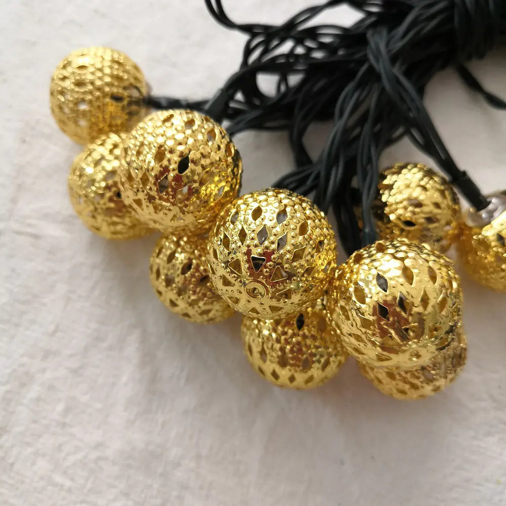 Solar Moroccan Iron Hollow Outdoor Waterproof LED String Lights - 888